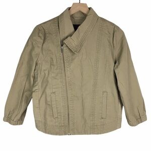 HURLEY Utility Jacket Moto Crop Canvas Asymmetrical Military Minimalist Small